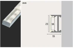Profilé de strip LED Square IP20 aluminium, satiné Paulmann L.200 x H.15 x P.23cm