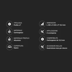 Profilé en T intégré en aluminium pour bandes LED dans des plaques de plâtre à encastrer