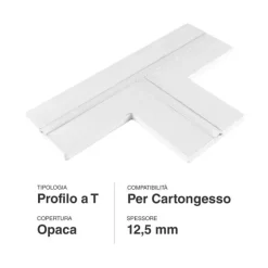 Profilé en T intégré en aluminium pour bandes LED dans des plaques de plâtre à encastrer