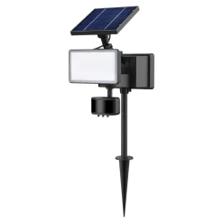 Projecteur à piquer solaire LED extérieur noir 6 W 500 lm détecteur intégré IP65, GoodHome Davern