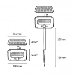 Projecteur à Piquer Solaire 8W - Projecteur Extérieur 100 lumens