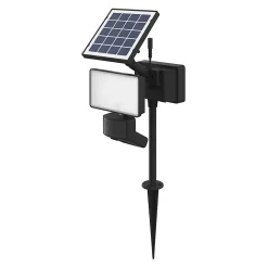 Projecteur à piquer solaire LED intégré à détection Davern 400lm IP65 noir Goodhome