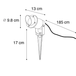 Projecteur de jardin à piquer noir avec cordon et prise IP65 - Done