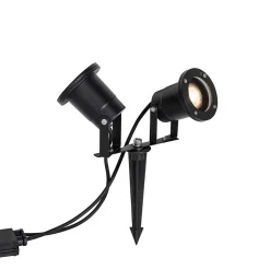 Projecteur de jardin noir avec câble et prise 2 lumières IP65 - Basic