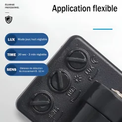 Projecteur LED avec détecteur de mouvement 100W Noir Etanche IP65 Forte luminosité avec Osram Puce 11000 Lumens Blanc froid 6400K