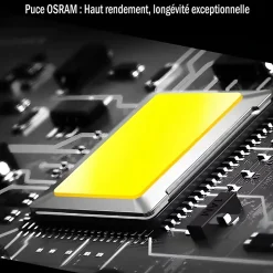 Projecteur LED avec détecteur de mouvement 50W Noir Etanche IP65 extérieur Forte luminosité 5500 Lumens Blanc chaud 3000K