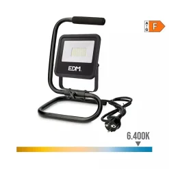 Projecteur led avec support 30w 2370lm 6400k lumière froide noire série edm