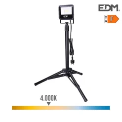 Projecteur LED avec trépied 30W 2370lm 4000K lumière du jour - EDM - Série noire