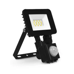 Projecteur LED Extérieur - 10W - Détecteur Réglable - 4000K - Noir - IP65