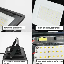 Projecteur LED Extérieur IP65 Imperméable 50W 4750Lm 3000K Lumière Chaude pour Maison Garage Jardin Terrasse Champ