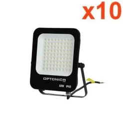 Projecteur LED Extérieur SMD 50W IP65 Noir (Pack de 10) - Blanc Froid 6000K - 8000K - SILAMP