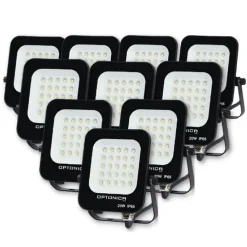 Projecteur LED Extérieur SMD 20W IP65 Noir (Pack de 10) - Blanc Chaud 2300K - 3500K - SILAMP