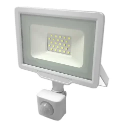 Projecteur LED Extérieur 20W IP65 BLANC avec Détecteur de Mouvement Crépusculaire - Blanc Froid 6000K - 8000K - SILAMP