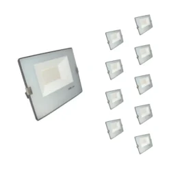 Projecteur LED Extérieur 50W IP65 No Flicker - BLEU GRIS (Pack de 10) - Blanc Neutre 4000K - 5500K - SILAMP