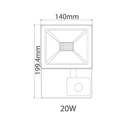 Projecteur LED INDUS-S avec détecteur 20W IP44 6000K