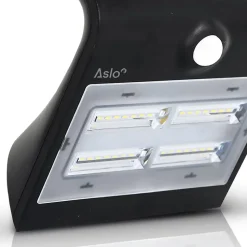 Projecteur Led Mural Batterie lithium 2 Ah - 3.7 V Solaire NOIR Détecteur de mouvements 3.2W 400 Lm ASLO