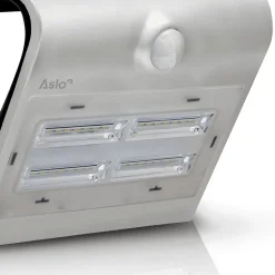 Projecteur Led Mural Solaire 3.7V 2Ah GRIS 14 x 10.9 x 21.2 cm Détecteur de mouvements 3.2W 400 Lm ASLO