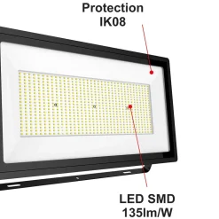 Projecteur LED pro haute puissance 500W 67500lm 135lm/W 4000K IP65 - câble 1M - garantie 5 ans