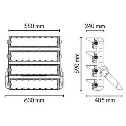 Projecteur LED Puissant Industriel 1000W 170lm/W IP66 Noir Orientable - Blanc Neutre 4000K - 5500K - SILAMP