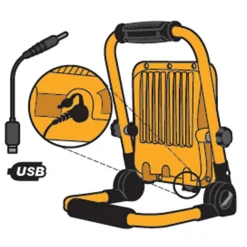 Projecteur LED rechargeable 30W 1200Lm 6000K Extérieur/Intérieur 3 modes Autonomie 4-12h ASLO