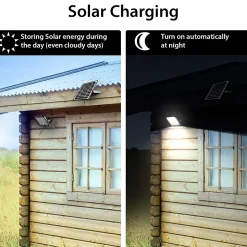 Projecteur LED solaire de 4800 lumens, avec détecteur de présence. Panneau solaire déporté