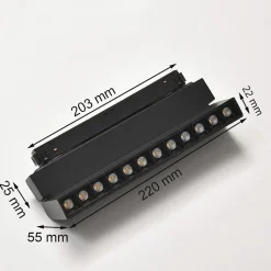 Projecteur LED sur Rail Magnétique 48V DC 12W NOIR Orientable - Blanc Neutre 4000K - 5500K - SILAMP