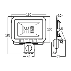 Projecteur LED 30W IP54 6500K avec détecteur