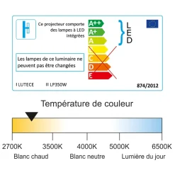 Projecteur LED 50W/IP65/4250LM/3000K connexion directe - sans câble - garantie 5 ans
