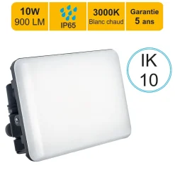 Projecteur LED 10W/IP65/1000lm/3000K connexion direct - sans câble - garantie 5 ans