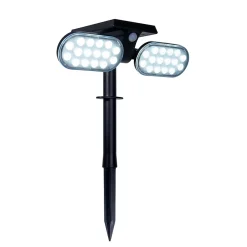 Projecteur solaire à LED 'Paco' pour l'extérieur avec LED fixe, piquet de terre solaire en plastique noir, hauteur 31,9 cm