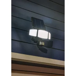Projecteur solaire 3 têtes très éclairant 1000 Lumens, détection 10m, durée réglable, 188 LED SMD blanche, 5m de câble