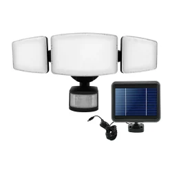 Projecteur solaire 3 têtes très éclairant 1000 Lumens, détection 10m, durée réglable, 188 LED SMD blanche, 5m de câble