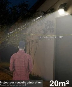 Projecteur Solaire avec Détecteur de Mouvement - 1000 Lumens - 3 Modes d'Éclairage 3000K-4000K-6000K - Groupe DDC