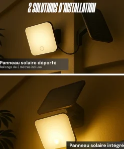 Projecteur Solaire avec Détecteur de Mouvement - 1000 Lumens - 3 Modes d'Éclairage 3000K-4000K-6000K - Groupe DDC