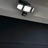 Projecteur solaire LED extérieur noir 800 lm avec détecteur de mouvement,3 têtes orientables IP54