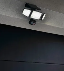 Projecteur solaire LED extérieur noir 800 lm avec détecteur de mouvement,3 têtes orientables IP54