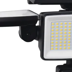 Projecteur solaire LED extérieur noir 800 lm avec détecteur de mouvement,3 têtes orientables IP54
