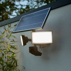 Projecteur solaire LED intégré à détection Davern 2x800lm IP65 noir GoodHome