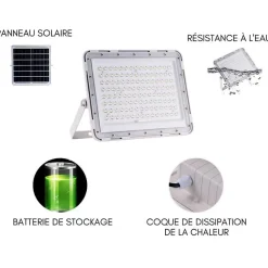 Projecteur Solaire LED 20W IP65 (Panneau Solaire + Télécommande Inclus) - Blanc Froid 6000K - 8000K - SILAMP
