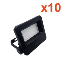 Projecteurs LED Extérieur 30W IP65 NOIR (Pack de 10) - Blanc Froid 6000K - 8000K - SILAMP