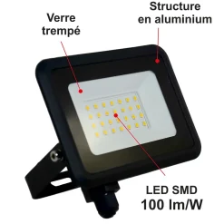 Projecteurs LED 10W/IP65/1000lm/4000K connexion direct - sans câble - garantie 5 ans