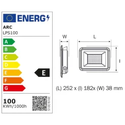Projecteurs LED 100W/IP65/11000lm/4000K connexion direct - sans câble - garantie 5 ans