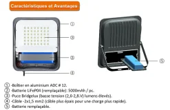 Projecteurs étanche solaires à LED 30W Blanc froid 6000K