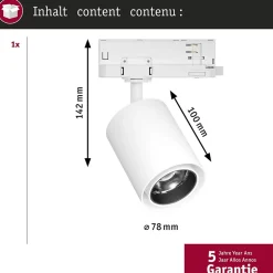 ProRail3 Spot sur rail LED Kratos 36 1050lm 9W 4000K 230V Blanc