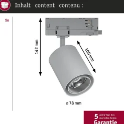 ProRail3 Spot sur rail LED Kratos 50 3000lm 25W 3000K 230V Argent