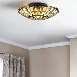 Quoizel Reed Plafonnier Style Tiffany 2 Lumières