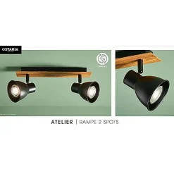 Rampe 2 spots orientables Atelier noir