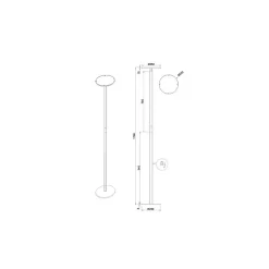 Regina - Lampadaire LED rond noir réglable en métal H.180 cm Fabas Luce - Éclairage LED 35W intégré CCT (3000K-6000K)