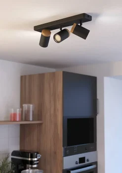 Reglette 3 spots de salle de bain Consuma noir mat GU10 IP44 L.40 x l. 12 x H. 10cm Eglo