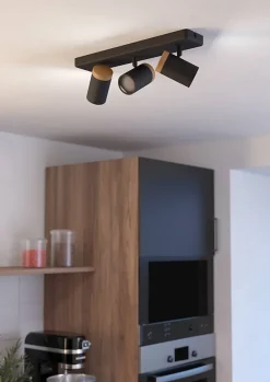 Reglette 3 spots de salle de bain Consuma noir mat GU10 IP44 L.40 x l. 12 x H. 10cm Eglo